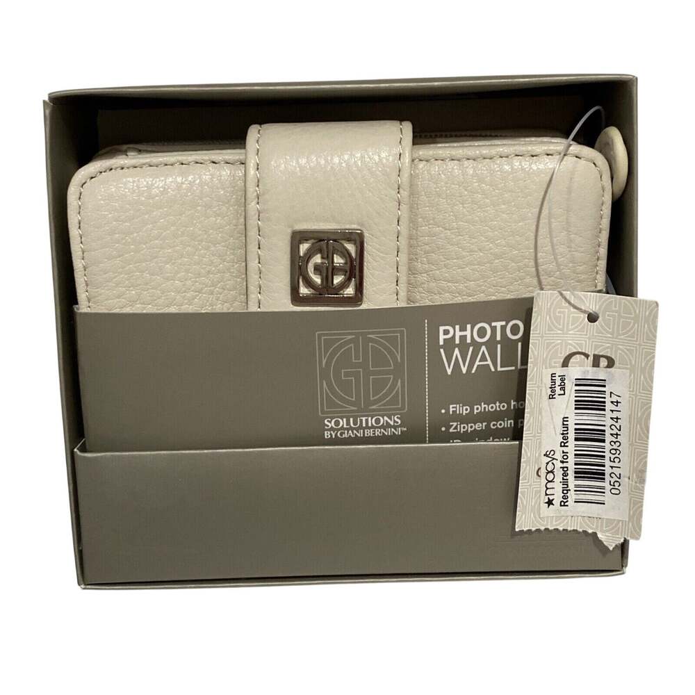 Giani Bini NWT creamy white leather wallet bifold zipper coin pocket NEW